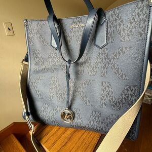 Michael Kors Blue Tote with Textured Design